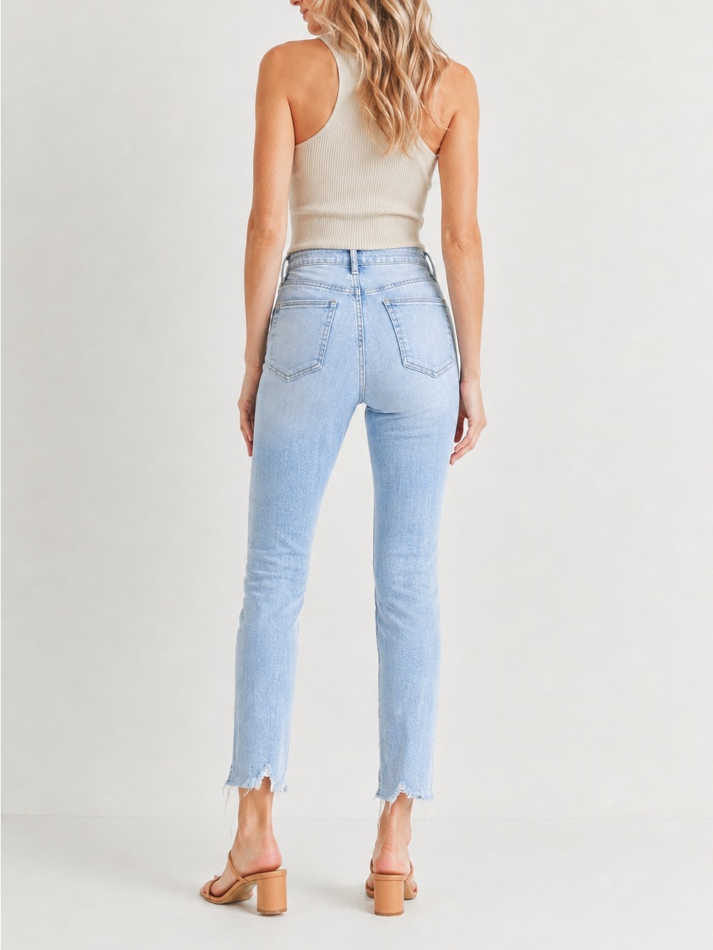 Just Black Denim The Roadtrip Straight Jeans Women Light Wash Size 27 Raw Hem